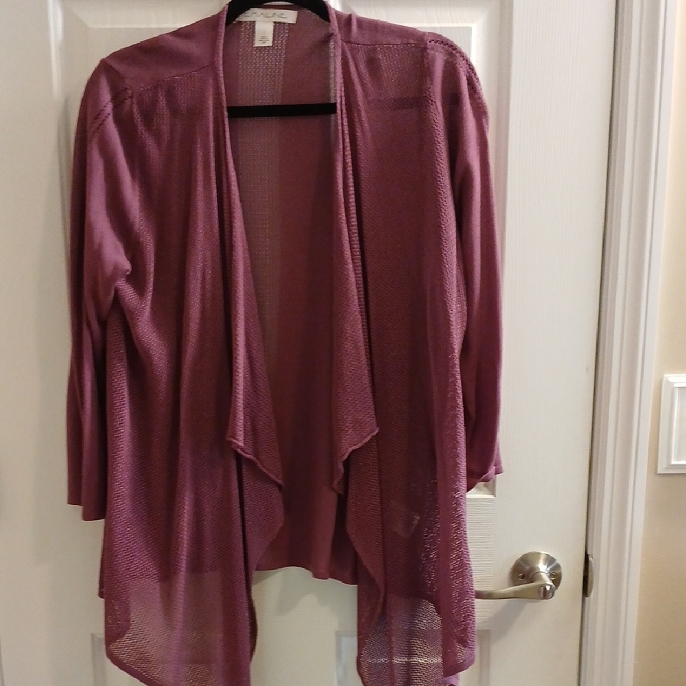 Open-Front Dusty Rose Knit Cardigan Sweater - Unbranded